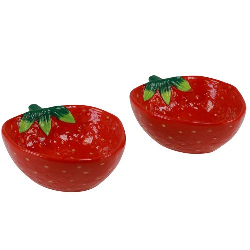 Floristik24 Miska dekoracyjna truskawkowa miska ceramiczna czerwona 12,5×15,5cm 2szt