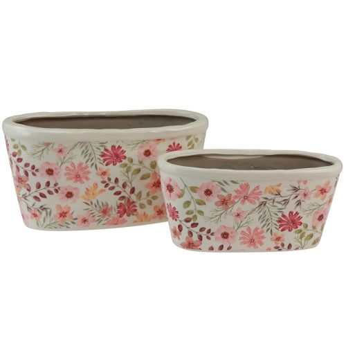 Floristik24 Dekoracyjna miska z zawilcami Ceramiczna miska owalna 27/23cm, 2 szt