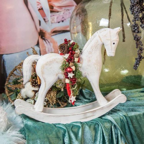Produkt Dekoracyjny koń na biegunach Christmas biały brązowy 37x8x32cm