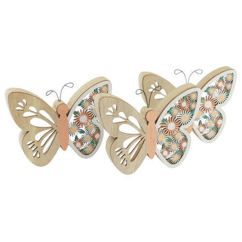 Produkt Dekoracyjne kwiaty motylkowe z drewna 15x12cm naturalne/kolorowe 3szt