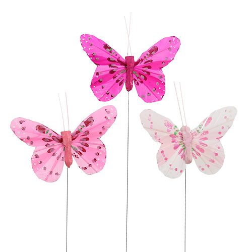 Floristik24 Deco motyl różowo-różowy sort. 6 cm 24 szt.