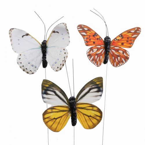 Floristik24 Dekoracyjny motyl na drucie kolorowa wiosenna dekoracja 8cm 12szt