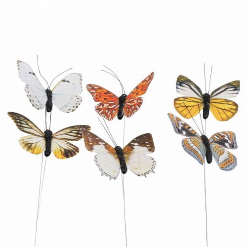 Floristik24 Dekoracyjny motyl na drucie kolorowa wiosenna dekoracja 8cm 12szt