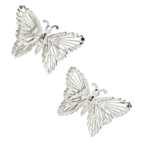 Produkt Dekoracyjne motyle zawieszka metalowa srebrna 5cm 30 szt