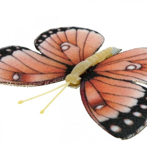 Produkt Dekoracyjne motyle z klipsem B4,5–11,5cm 10szt brązowo-pomarańczowe
