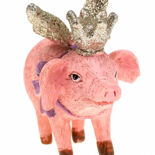 Floristik24 Figura dekoracyjna świnka z koroną 9cm 2szt
