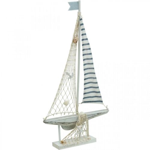 Produkt Deco Żaglowiec Drewno Biały Niebieski Morski Deco Statek 28 × 3 × 55 cm