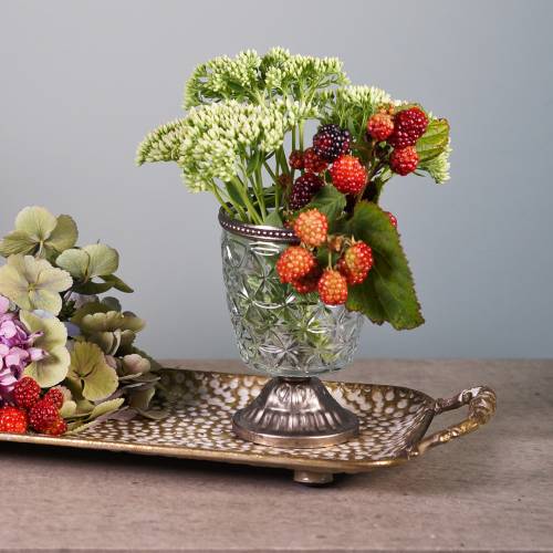 Floristik24 Taca dekoracyjna z uchwytami antyczne złoto 53cm x 18cm