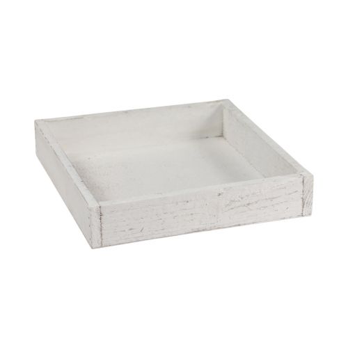 Floristik24 Taca dekoracyjna kwadratowa drewniana taca biała 20×20×3,5cm