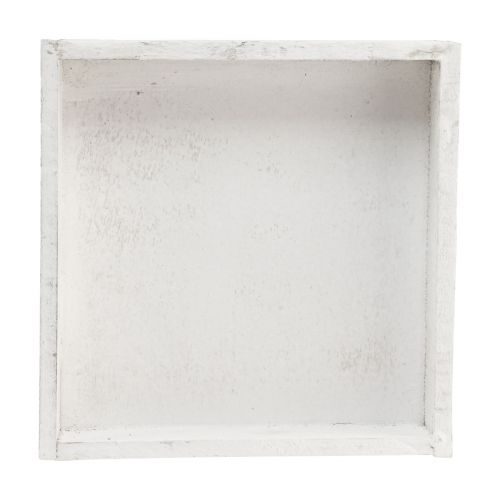 Floristik24 Taca dekoracyjna kwadratowa drewniana taca biała 20×20×3,5cm