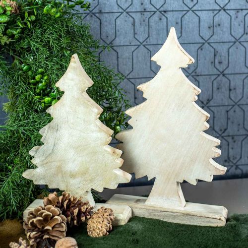 Floristik24 Deco Fir Tree Wood White Washed Dekoracja Stołu Adwent 32×20×5,5cm