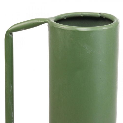 Produkt Dekoracyjny wazon metalowy zielony uchwyt ozdobny dzbanek 14cm W28.5cm