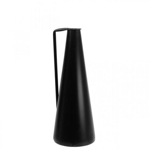 Floristik24 Dekoracyjny wazon metalowy czarny ozdobny dzbanek stożkowy 15x14,5x38cm