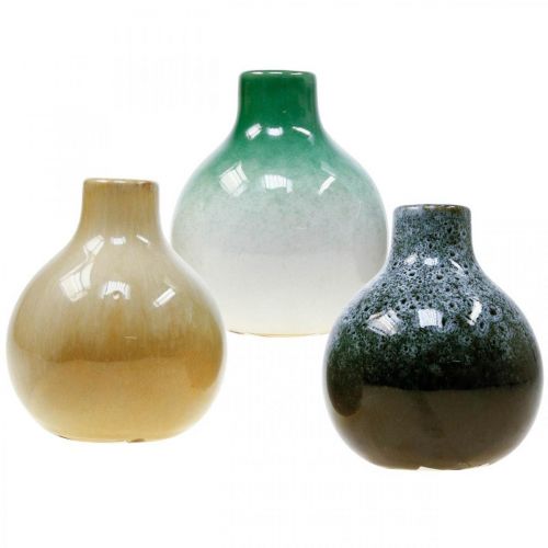 Wazony dekoracyjne, zestaw wazonów ceramicznych sferyczne W10,5cm Ø9cm 3szt