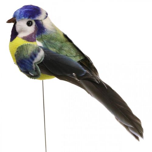 Ozdoba Ptaszki na drucie Dekoracja wiosenna niebieska sikorka 10×3cm 9szt