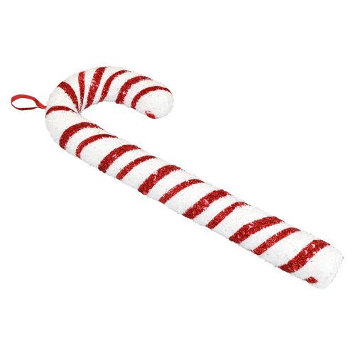 Produkt Dekoracyjna laska cukrowa Świąteczna dekoracja okna w czerwono-białe paski. Wysokość 51,5 cm