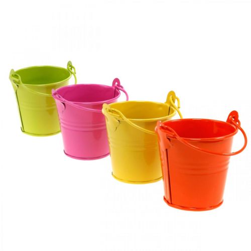 Floristik24 Ozdobne wiadro kolorowe metalowe wiadro do sadzenia różne Ø6cm W6cm 12 szt