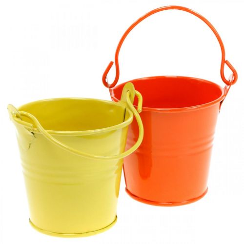Floristik24 Ozdobne wiadro kolorowe metalowe wiadro do sadzenia różne Ø6cm W6cm 12 szt