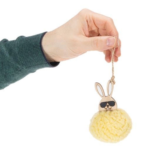 Produkt Dekoracja wielkanocna w kształcie zajączka, puszysty zajączek, żółty, Ø7 cm, 6 sztuk