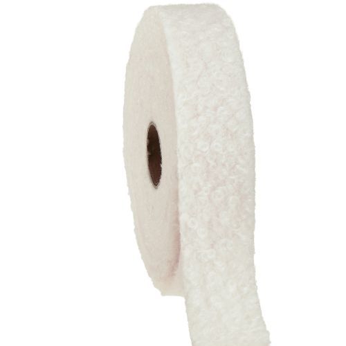 Wstążka dekoracyjna kremowa szeroka wstążka wełniana 40mm 8m