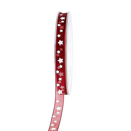Floristik24 Wstążka dekoracyjna ciemnoczerwona z gwiazdkami 10mm 20m