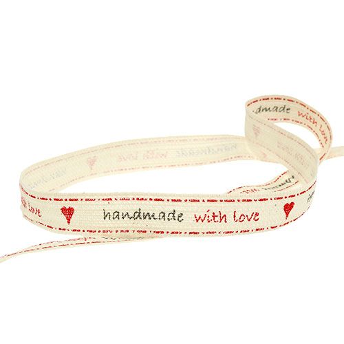 Floristik24 Wstążka dekoracyjna "Handmade with Love" 15mm 15m