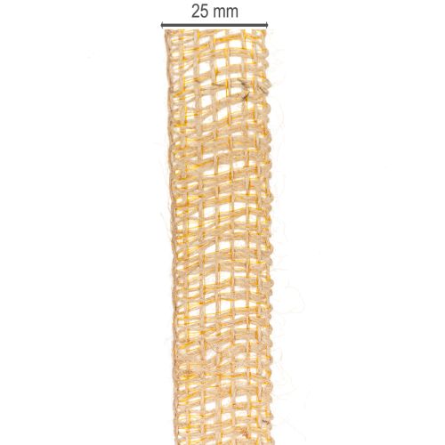 Produkt Wstążka jutowa dekoracyjna, żółta, naturalna, 25 mm; rustykalna wstążka jutowa dekoracyjna, 10 m