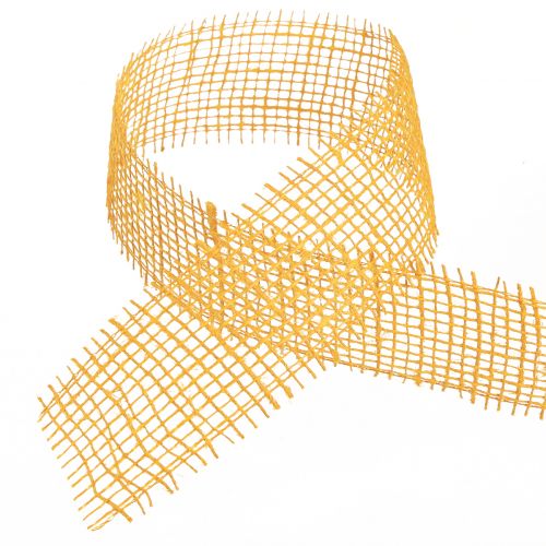Produkt Wstążka dekoracyjna jutowa żółta musztardowa wstążka w kratkę 5cm 40m