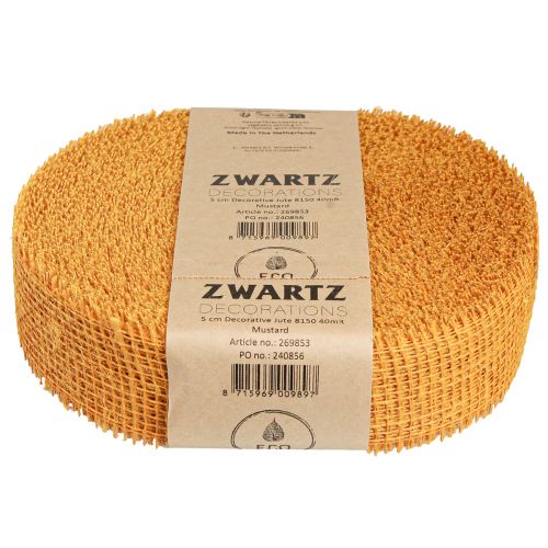 Produkt Wstążka dekoracyjna jutowa żółta musztardowa wstążka w kratkę 5cm 40m