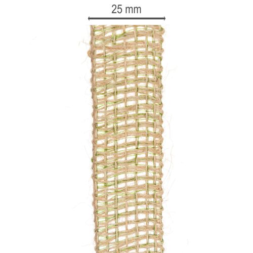 Produkt Zielona wstążka dekoracyjna z juty, naturalna, szerokość 25 mm, długość 10 m