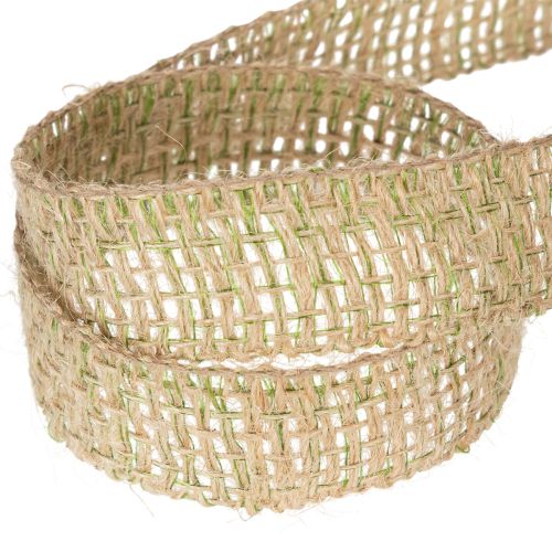 Produkt Zielona wstążka dekoracyjna z juty, naturalna, szerokość 25 mm, długość 10 m