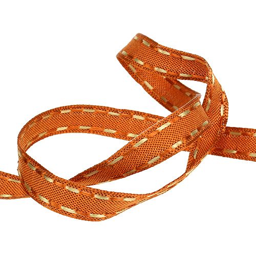 Floristik24 Wstążka dekoracyjna pomarańczowa z drucianym brzegiem 15mm 15m