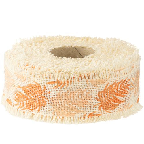 Produkt Wstążka dekoracyjna liście las deszczowy wstążka bawełniana pomarańczowa 30mm 15m