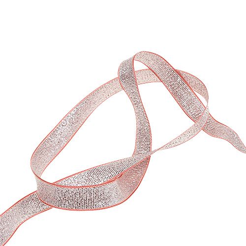 Floristik24 Wstążka dekoracyjna świąteczna różowo-srebrna 15mm 20m