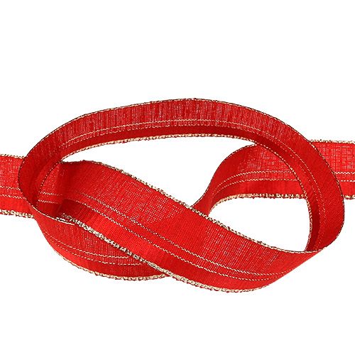Floristik24 Wstążka dekoracyjna świąteczna czerwona, złota 25mm 20m