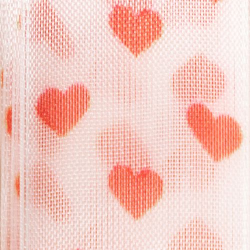 Produkt Wstążka prezentowa z serduszkami, idealna do kreatywnych pomysłów na opakowania i osobistych prezentów, szerokość 2,5 cm, długość 15 m