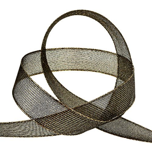Wstążka dekoracyjna z paskami lurex czarna 25mm 20m | Floristik24.pl