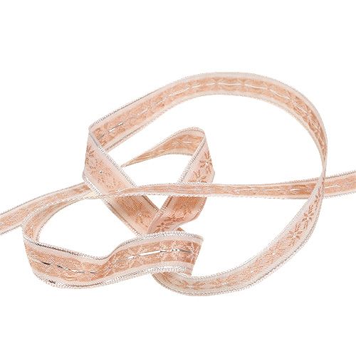 Floristik24 Wstążka dekoracyjna z wzorem różowa 15mm 20m