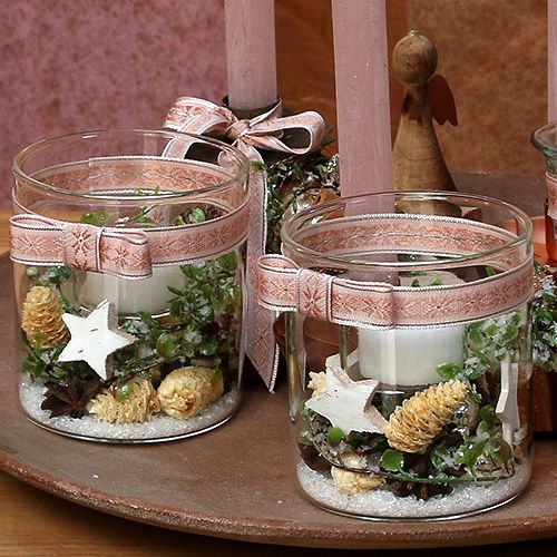 Floristik24 Wstążka dekoracyjna z wzorem różowa 15mm 20m