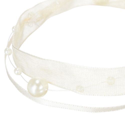 Produkt Wstążka dekoracyjna z perełkami, kremowa, 20mm, 5m