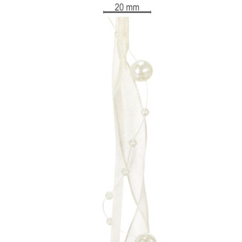 Produkt Wstążka dekoracyjna z perełkami, kremowa, 20mm, 5m
