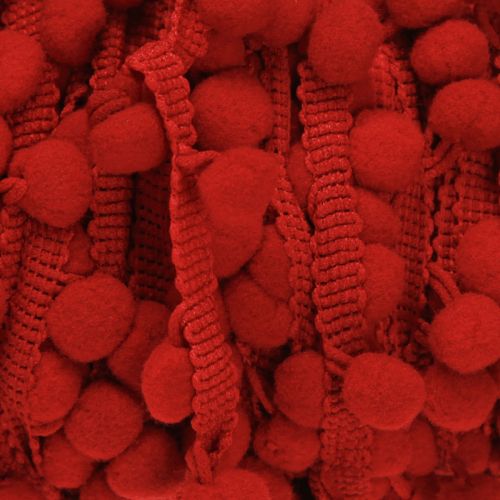 Produkt Wstążka dekoracyjna z pomponami Wstążka Pom Pom Czerwona 20mm 15m