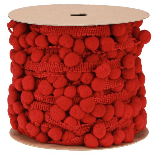 Produkt Wstążka dekoracyjna z pomponami Wstążka Pom Pom Czerwona 20mm 15m