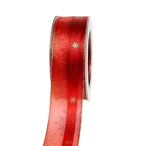 Floristik24 Wstążka dekoracyjna z krawędzią kształtową czerwona 40mm 20m