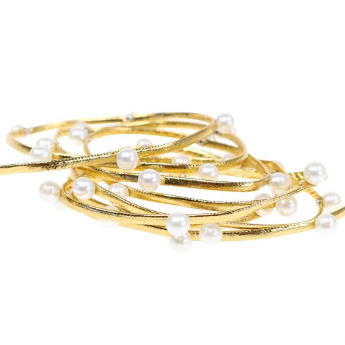 Floristik24 Wstążka dekoracyjna złota z koralikami 10mm 8m