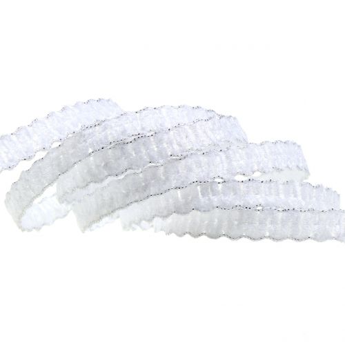 Floristik24 Wstążka dekoracyjna Velvet Optics White10mm 20m