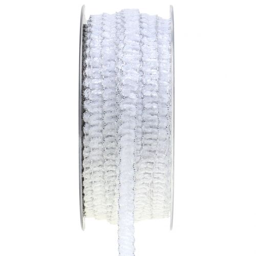 Floristik24 Wstążka dekoracyjna Velvet Optics White10mm 20m