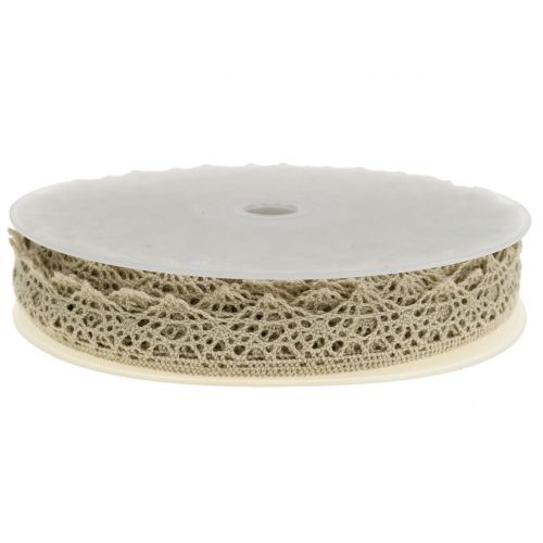 Produkt Wstążka dekoracyjna koronkowa beżowo-szara 22mm 20m