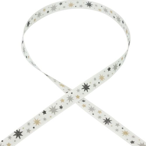 Produkt Wstążka prezentowa na Boże Narodzenie Wstążka biała gwiazda 15mm 20m