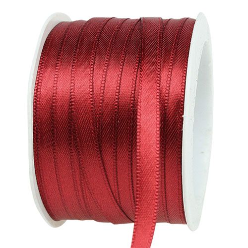 Wstążka satynowa wstążka prezentowa bordowa podwójna satyna 6mm 50m